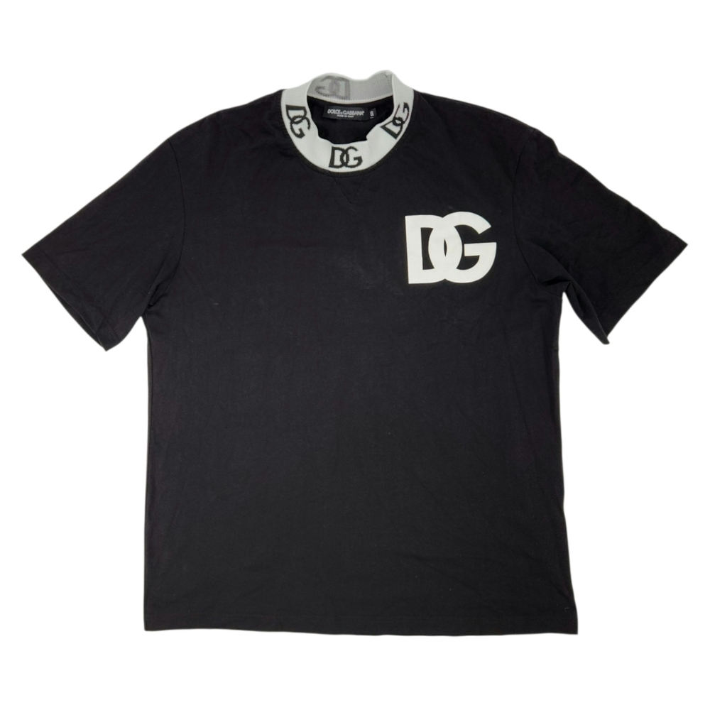 Dolce & Gabbana Black T-Shirt Men’s Size 50 (L) Logo Tee with DG Collar